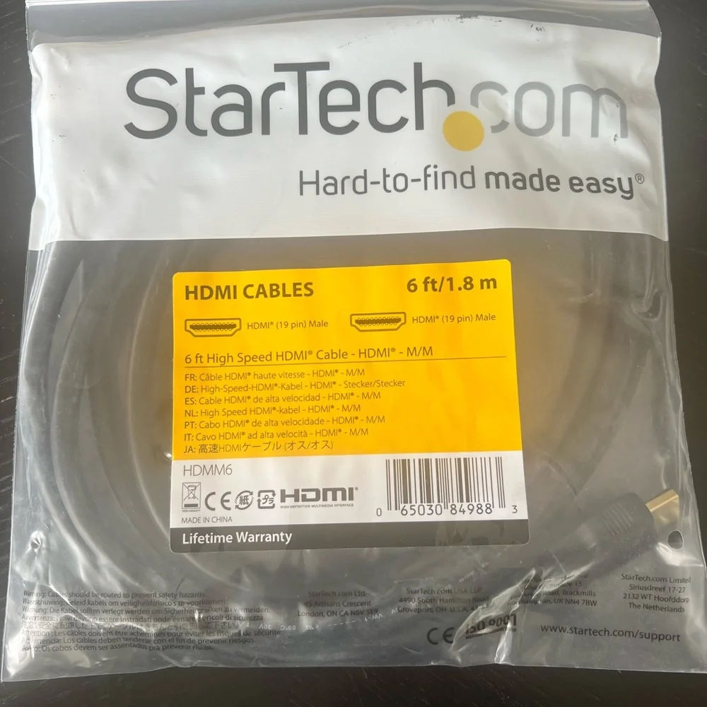 High Speed HDMI Cable 6 ft black